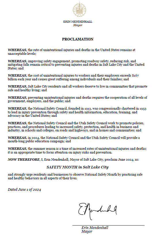 Safety Month Proclamation 2024