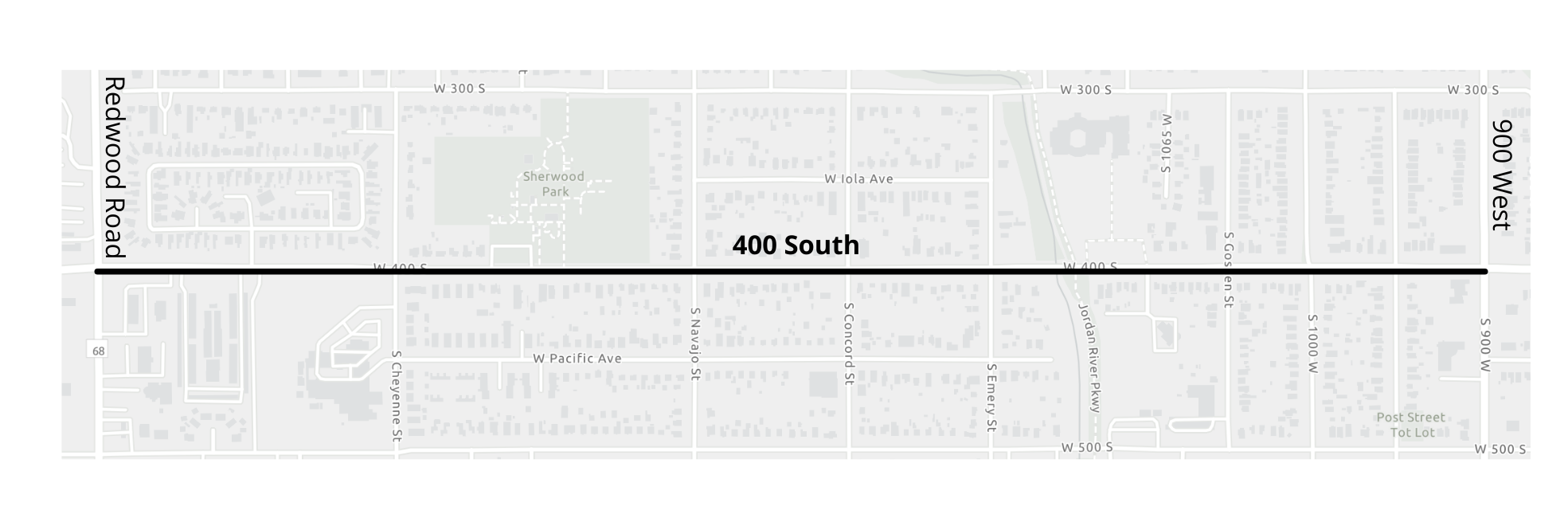 400 South Project Extents from 900 West to Redwood Road