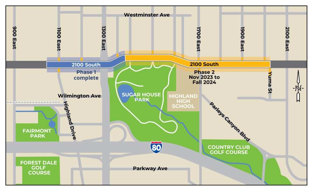 a map showing an overview of the 2100 South project